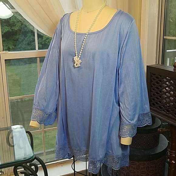New York Laundry Tops - NEW YORK LAUNDRY BLUE BOHO GYPSY TEE 2X